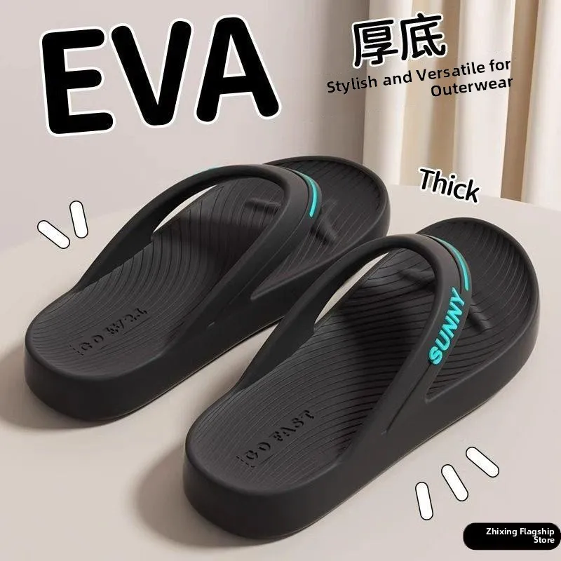 Men's Outdoor Sandals Summer Anti-Odor Soft Bottom Thong Slippers Beach Casual Slip-On Shoes Comfortable Breathable EVA Material