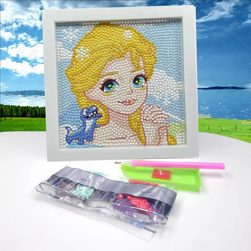 5dDiamond Painting Character Beauty Masonry PaintingdiyChildren's Cross-Border Amazon Hot Sale with FramediyDiamond Painting Who