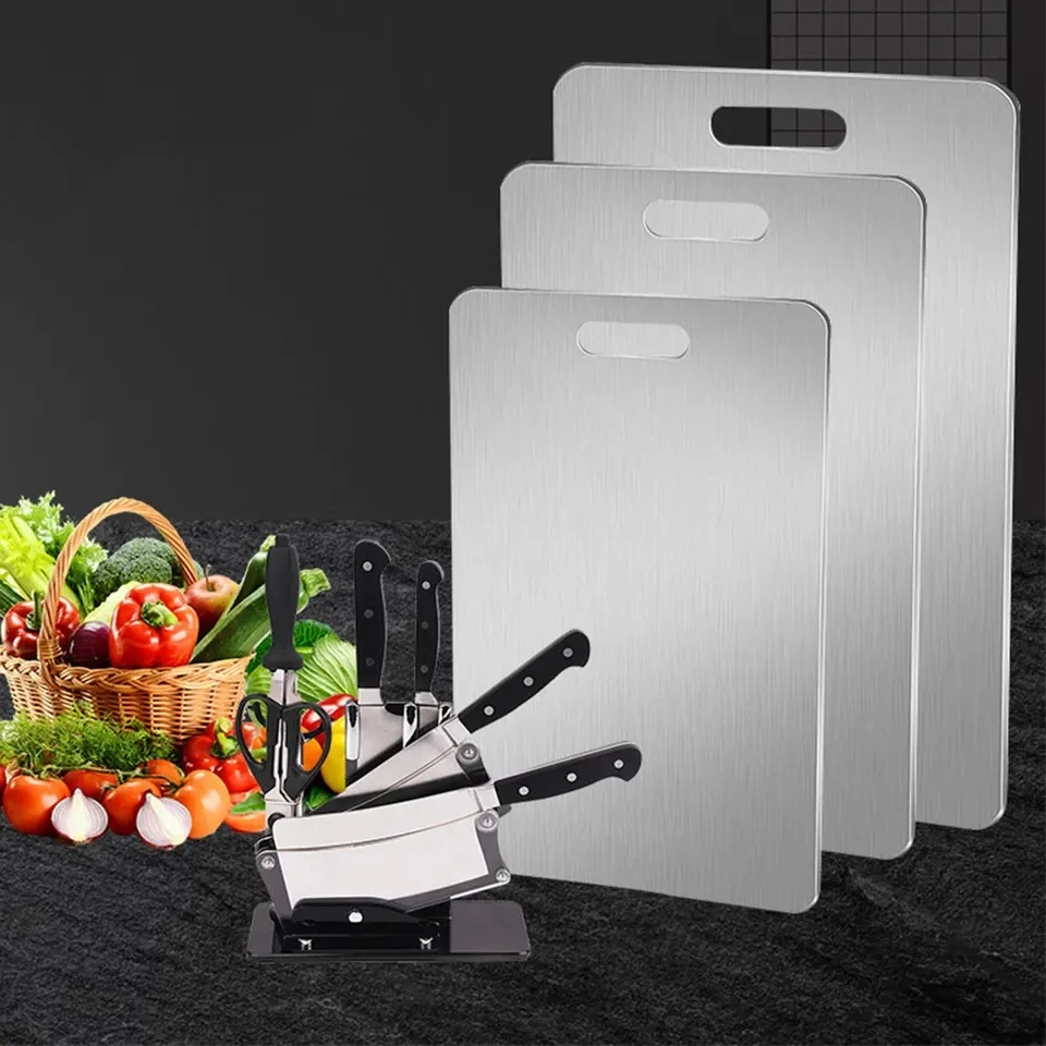 

Durable Cutting Boards For Kitchen Stainless Steel Thickened Double Sided Food Grade Portable Fruit Vegetable Cutting Board
