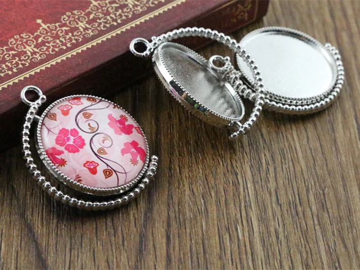 5 sztuk 25mm wewnętrzny rozmiar obrót dwustronnie rod 8 kolorów podstawa z kameą i kaboszonem ustawienie Charms nowy mody wisiorek — zdjęcie 7