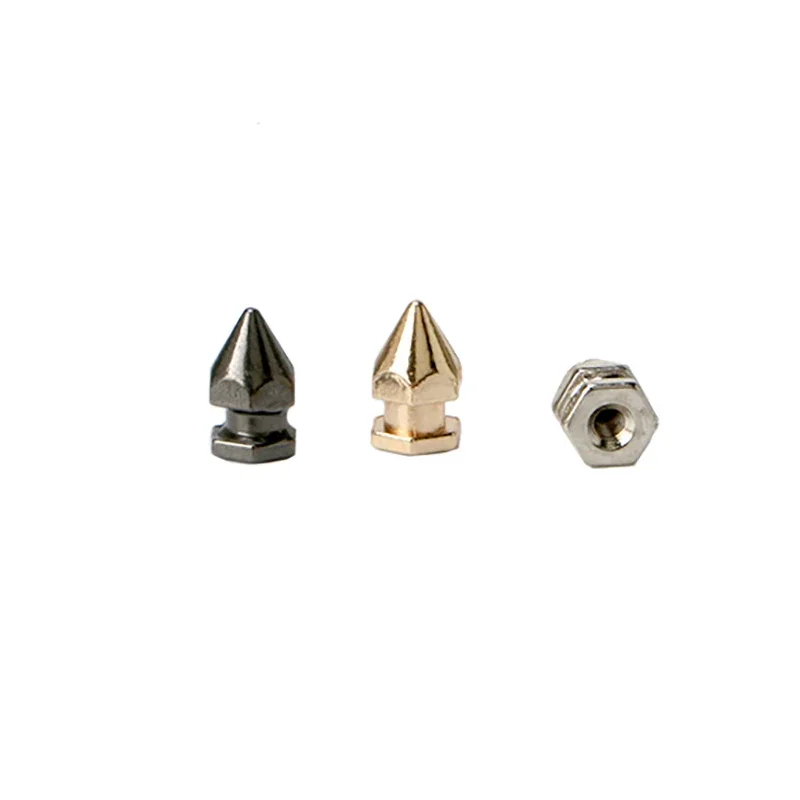 8*14mm 100sets Hexagonal Tower Type Cone Spots Zine Alloy Studs Leathercraft Rivets Bullet Spikes Punk Spike Rivets for Leather