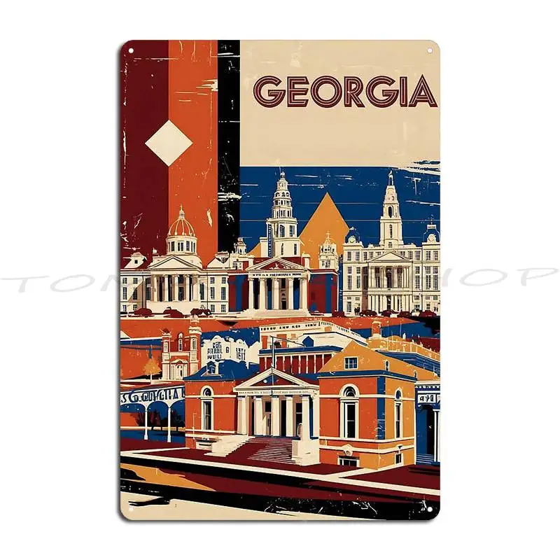 Georgia Sakartvelo 1960s Soviet Poster Metal Plaque Poster Plaques Wall Plaque Living Room Retro Design  Tin Sign Poster