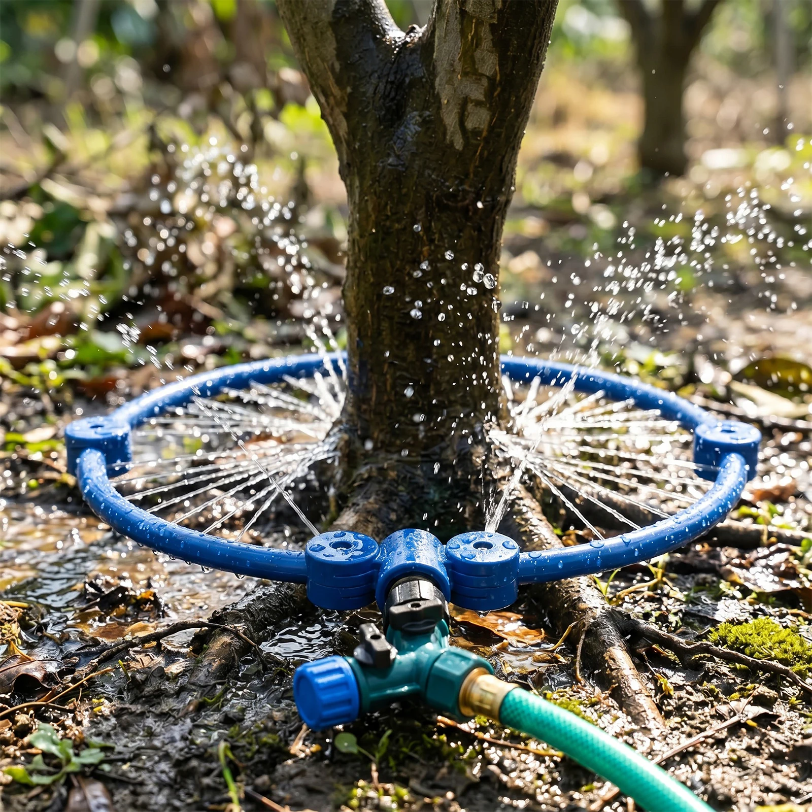 360 Degree Tree Watering Ring ABS Material Circle Sprinkler with Heat Resistant for Outdoor New Trees Shrubs Plants Garden Beds