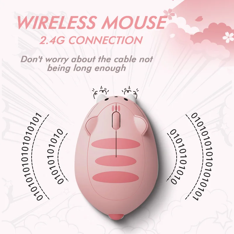 Wireless 2.4G Mouse Cute Cat Appearance Light Weight Portable Mute Button Plug And Play Mause Office Use For Girl Kid Gift Mice