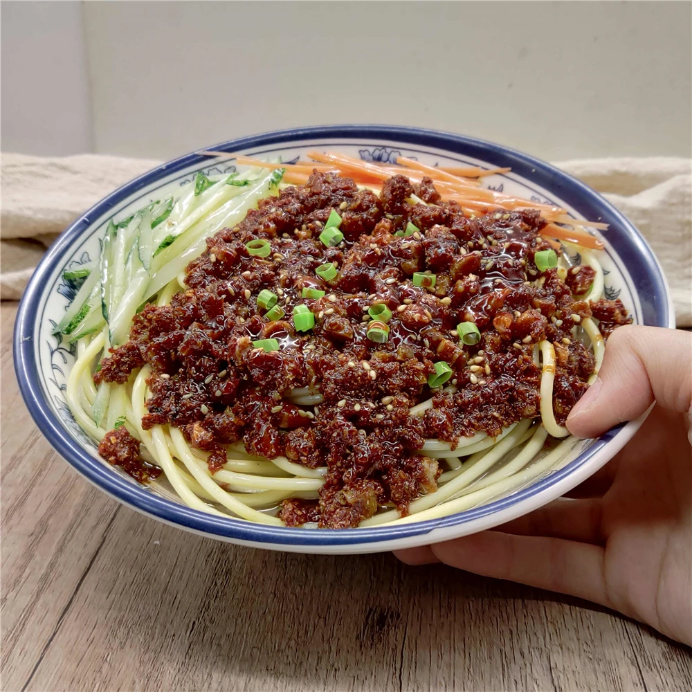 

Simulation fake food props Kitchen cabinet hotel restaurant shop store decor shredded meat vegetables Sauce noodles model