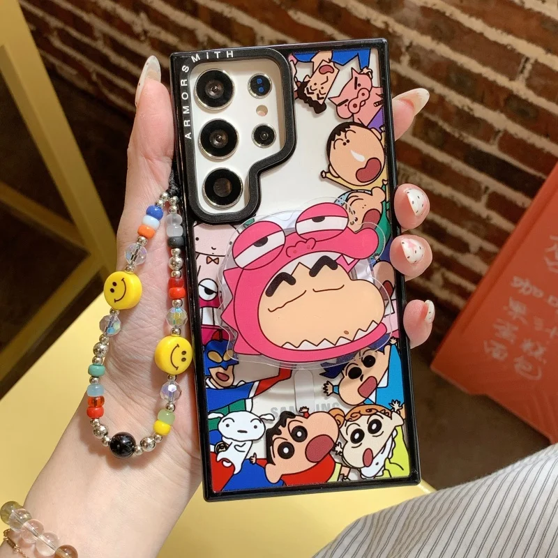 

Japan Comic Cartoon Crayon Shin-chan snot Boochan Magsafe Wireless Charge Case For Samsung S23 S24 S25 Ultra Plus Magnetic Stand