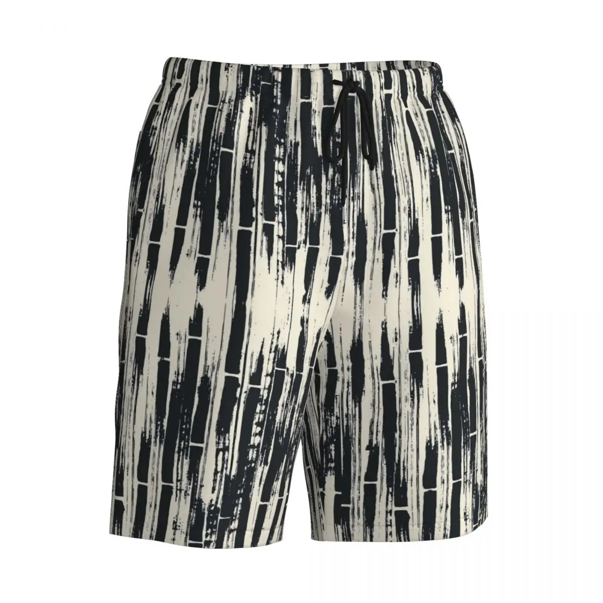 Shorts de praia para tingir preto, roupa esportiva respirável, padrão casual, troncos plus size, estampa shibori, verão