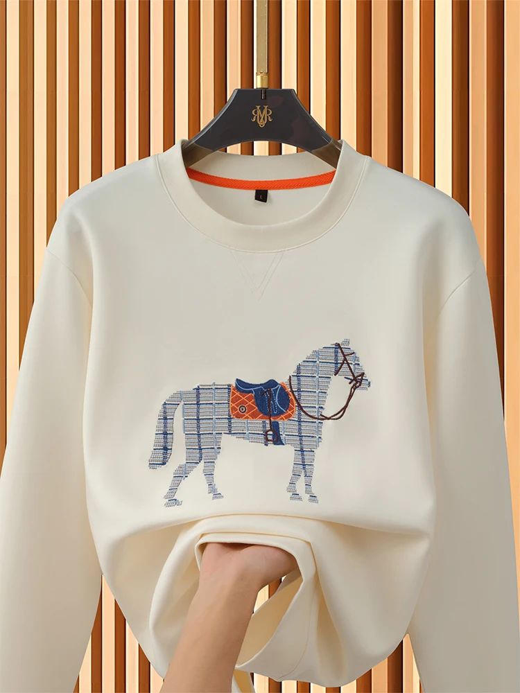 

Мужская толстовка премиум-класса с вышивкой, европейский стиль, для осени и зимы, повседневная версия...