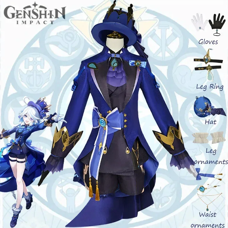 

Furina Cosplay Costume Game Genshin Impact Focalors Outfits Black Water God Suits Halloween Party Role Play Uniform Women Girls