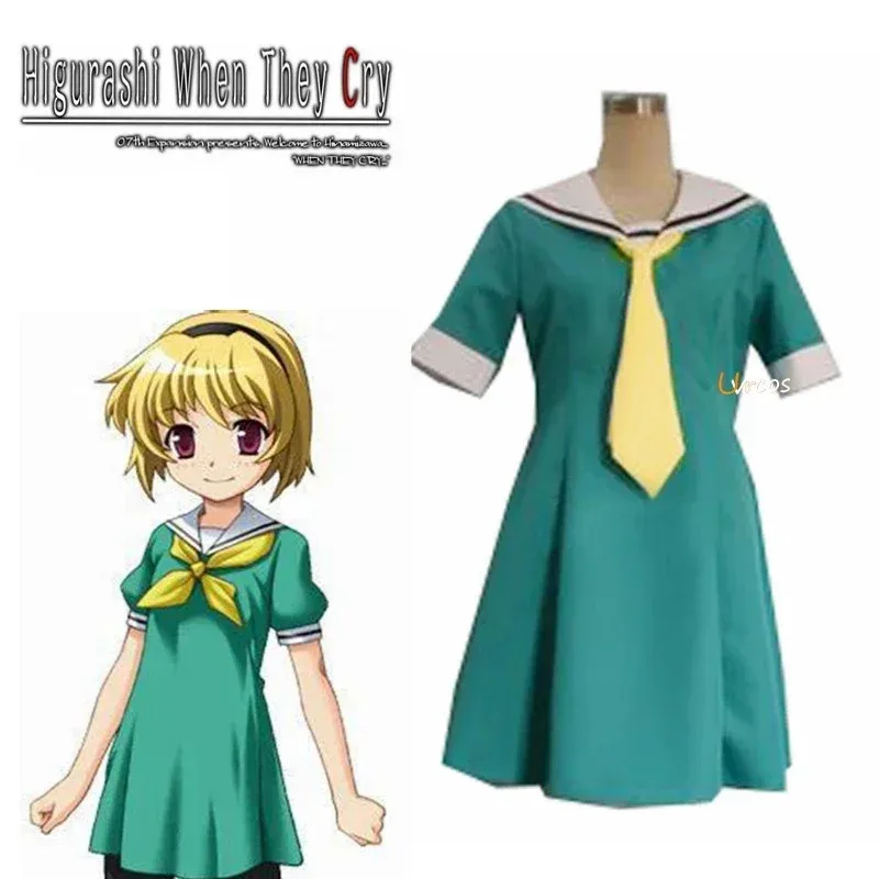 أزياء أنيمي هيغوراشي عندما يبكون هو هو هوجو ساتوكو التأثيرية أزياء بحار خضراء لطيفة مخصصة