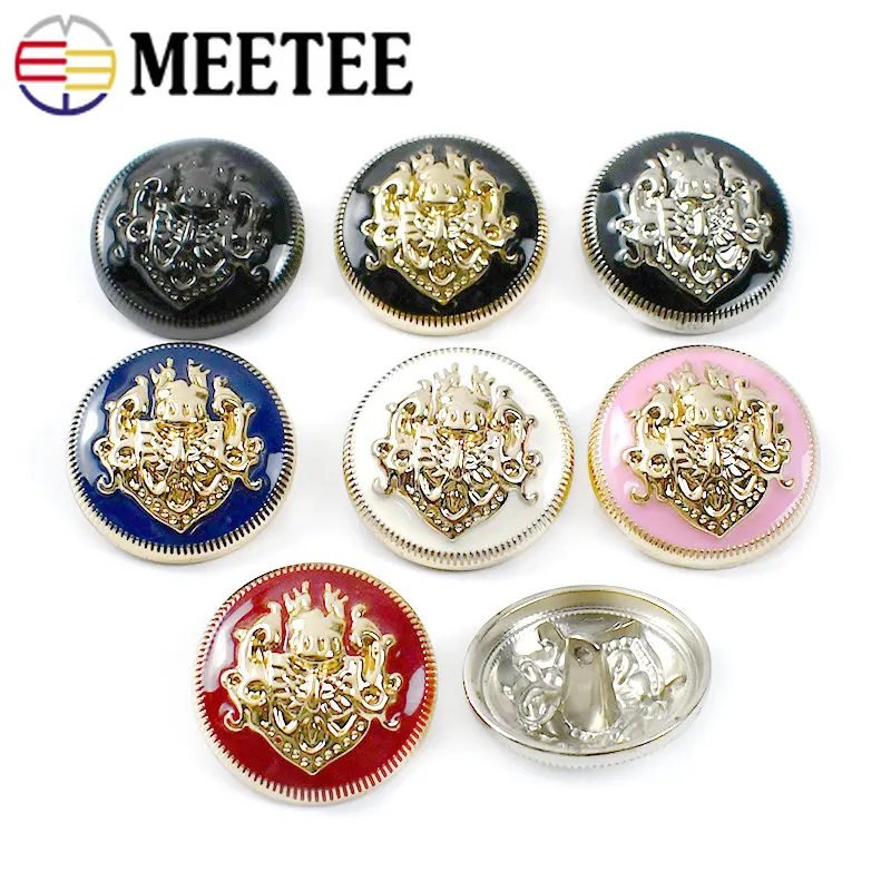 Meetee 20 pezzi bottoni in metallo retrò per cappotto 10-28mm fibbie decorative giacca chiusura indumento artigianato fai da te forniture per cucire