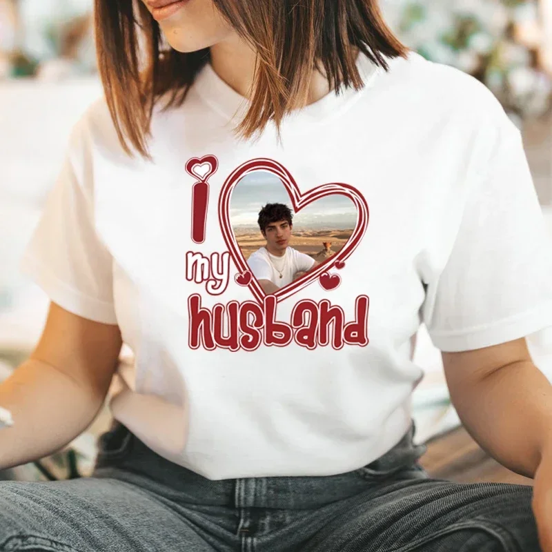 I Love My Husband Personalized Your Photo Here Women T Shirts Cotton Lover Picture Printed on A T Shirt Customized Tops O Neck