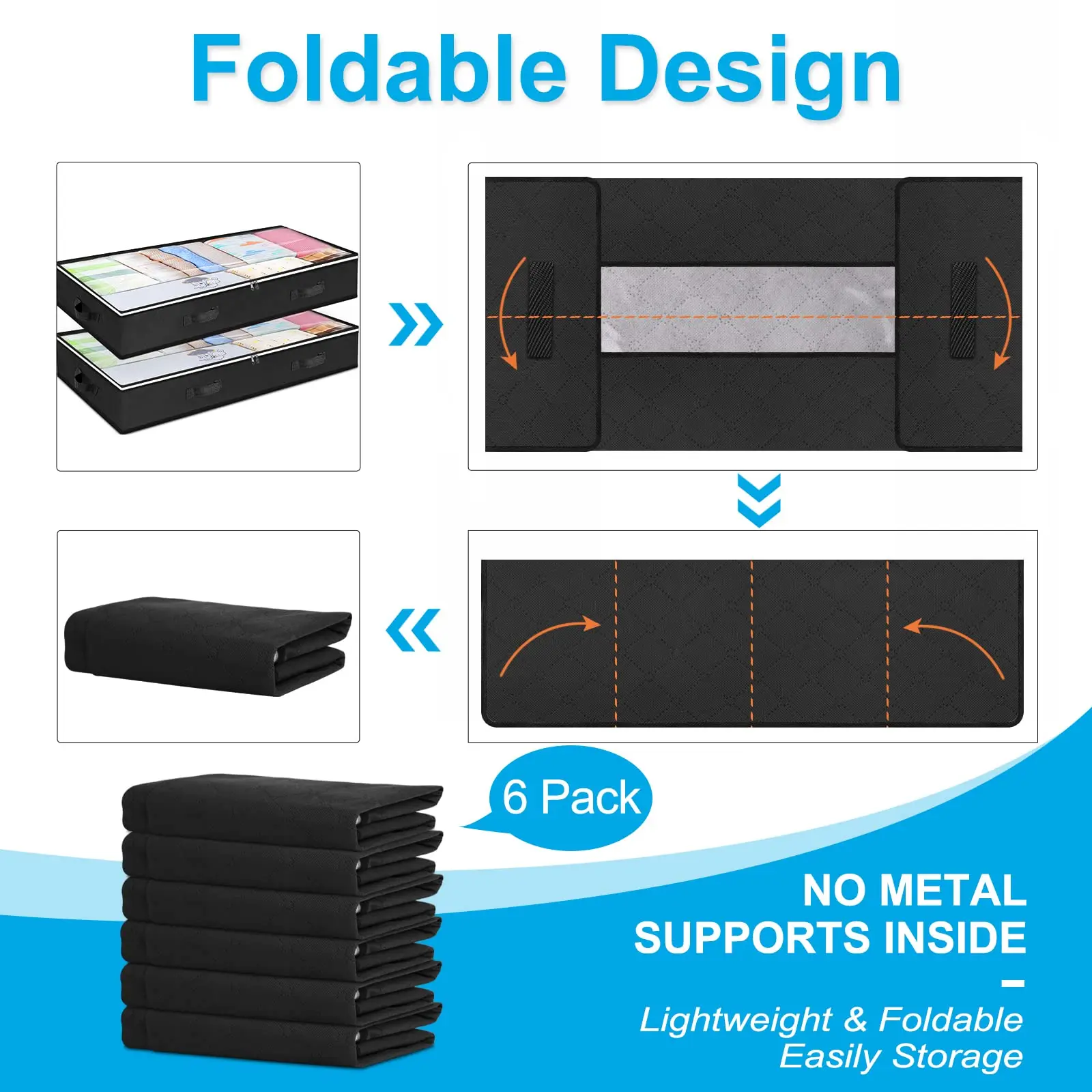 3 Pack Under Bed Storage Container Organizer Large Capacity Under Bed Clothes Storage Box Foldable Storage Bag with Clear Window