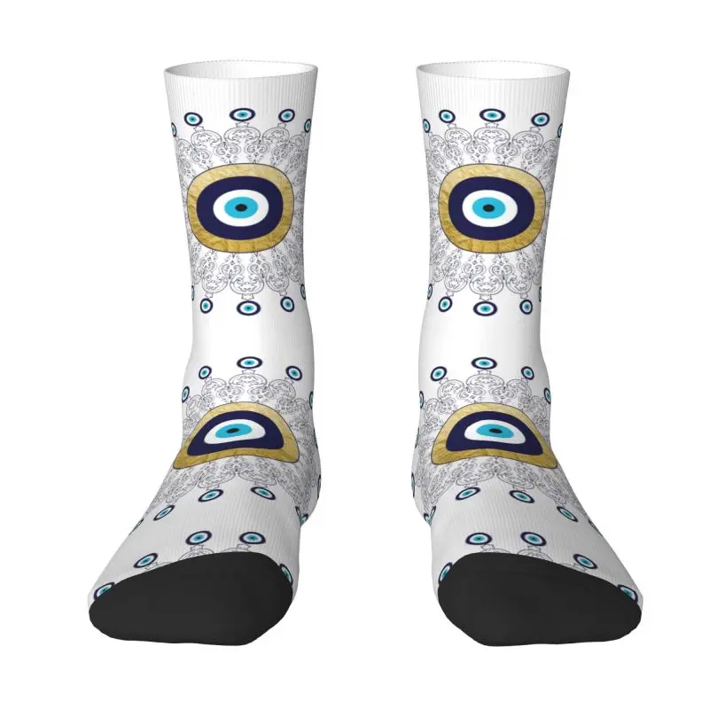 

Золотые и синие классические носки с мандалой от сглаза, мужские и женские теплые забавные новинки, носки-амулеты счастливым шармом