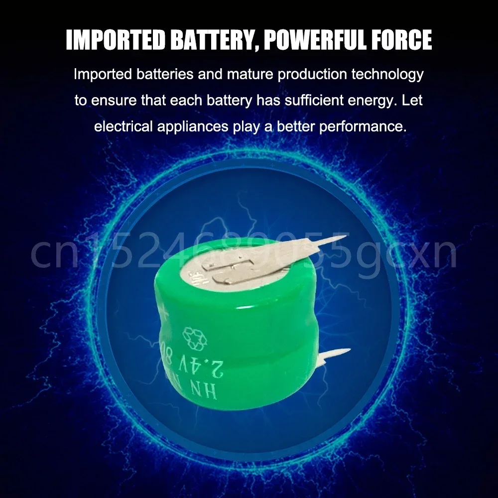 1-10PCS 2.4V 80mAh Ni-MH Rechargeable Button Battery For Solar Equipment Watch Remote Control Electric Meter With Solder Pins