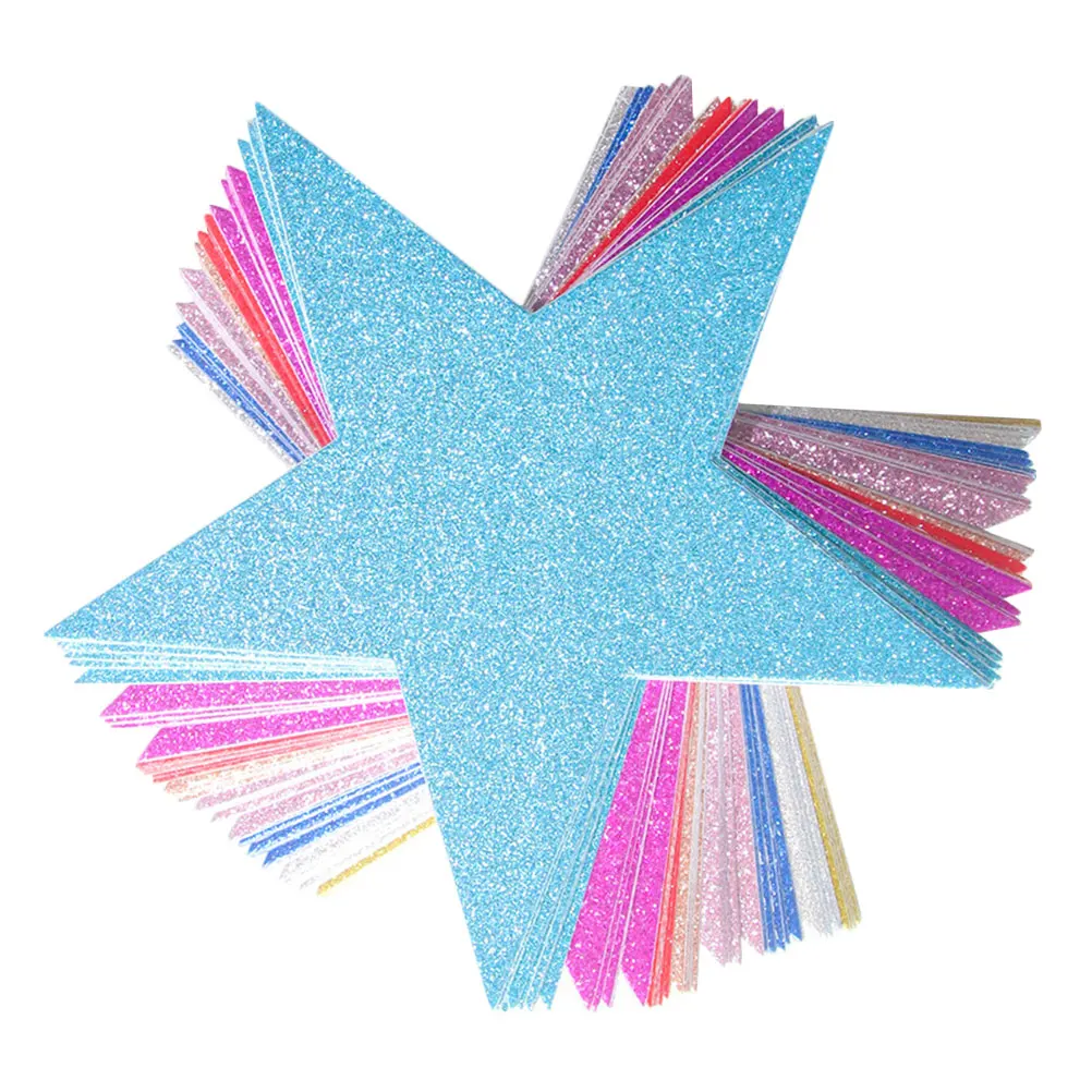 

80Pcs Glittering Star-Shaped Ornaments Safe Paper Decor Creative Design Birthday Party Background Paper Star Decoration