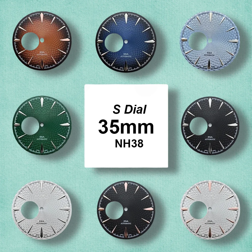 

35mm S Logo Cocktail Hollow Out Dial Fit NH35/NH36/NH38 Movement High-Quality Woven Pattern Dial Watch Modification Accessories