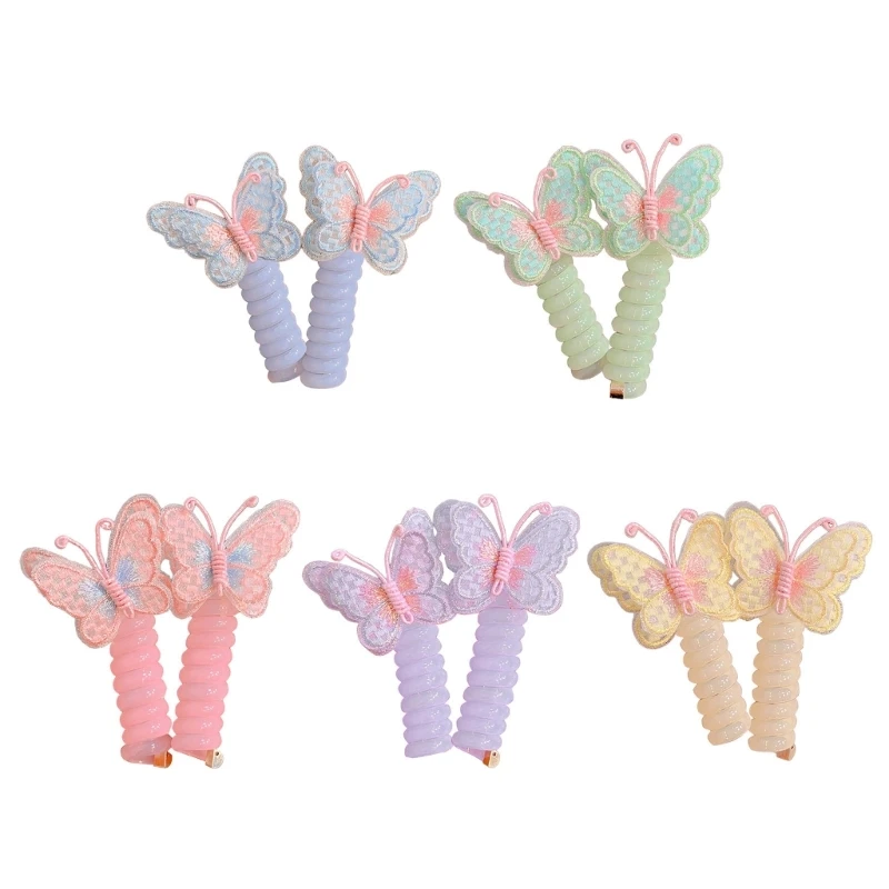 

Telephone Cord Cord Hairband Butterfly Hair Tie for Little Girl Sweet Ponytail Holder Elastic Hair Styling Accessories