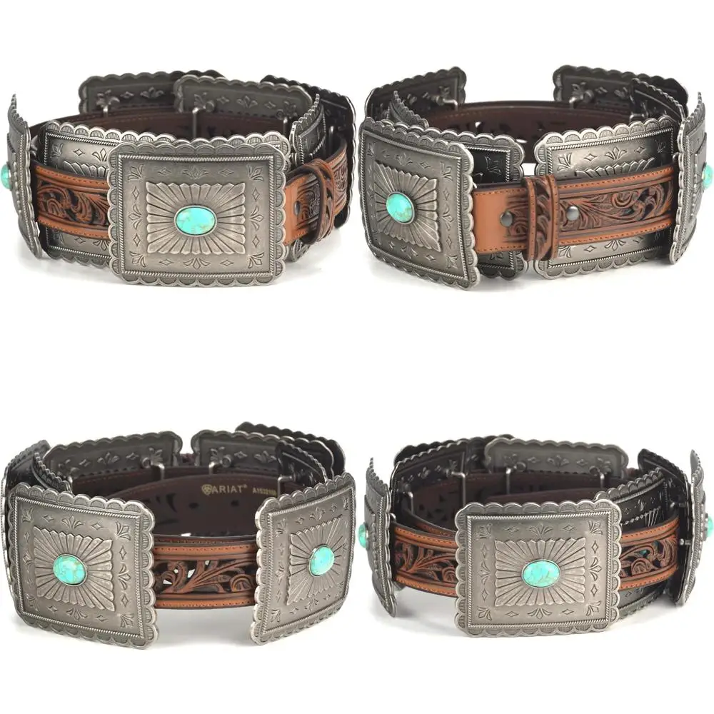 Türkiser Concho-Westerngürtel für Damen – authentischer Stil für Cowgirl-Mode