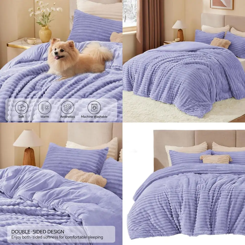 

Ultra Soft & Cozy Lavender Twin Comforter Set, Plush Fluffy Bedding with 1 Pillowcase for Luxurious Winter Nights