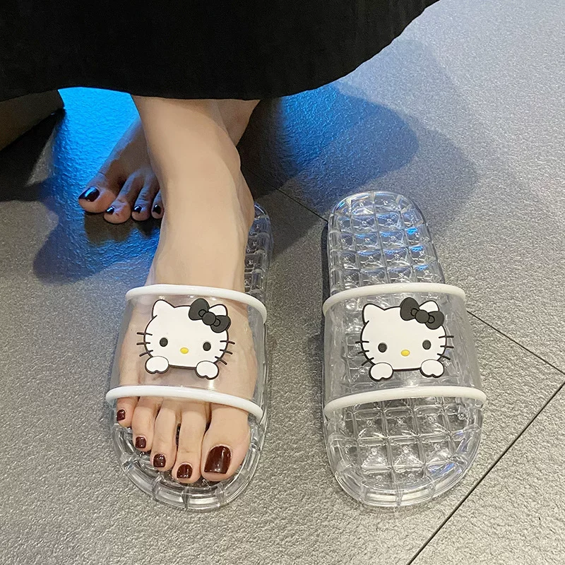 

Y2K Girls' Hello Kitty Anime Slippers Lightweight Anti slip Bathroom Shoes Cute Wear resistant Bottom Women's Indoor Shoes