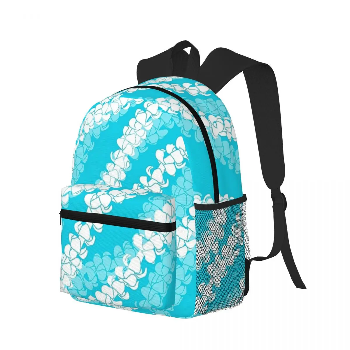 Puakenikeni Single Leis On Turquoise Student Backpack School Bag Hiking Travel Daypack for Boys Girls Bookbag Shoulder Bags