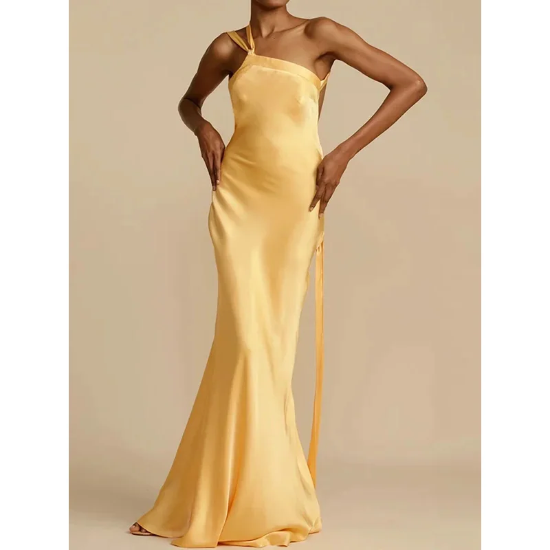 Bonny Chic Diagonal Collar Women Casual Dress Elegant Ladies Sleeveless Party Dress Female Sexy Hollow Out Solid Dresses Vestido