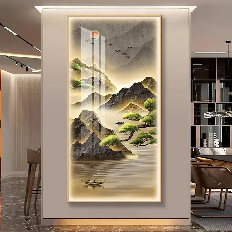 Home Decor Room Decoration Calligraphy Room Decor Poster High End Light Luxury Decorative Painting With Lamp Wall Art Posters