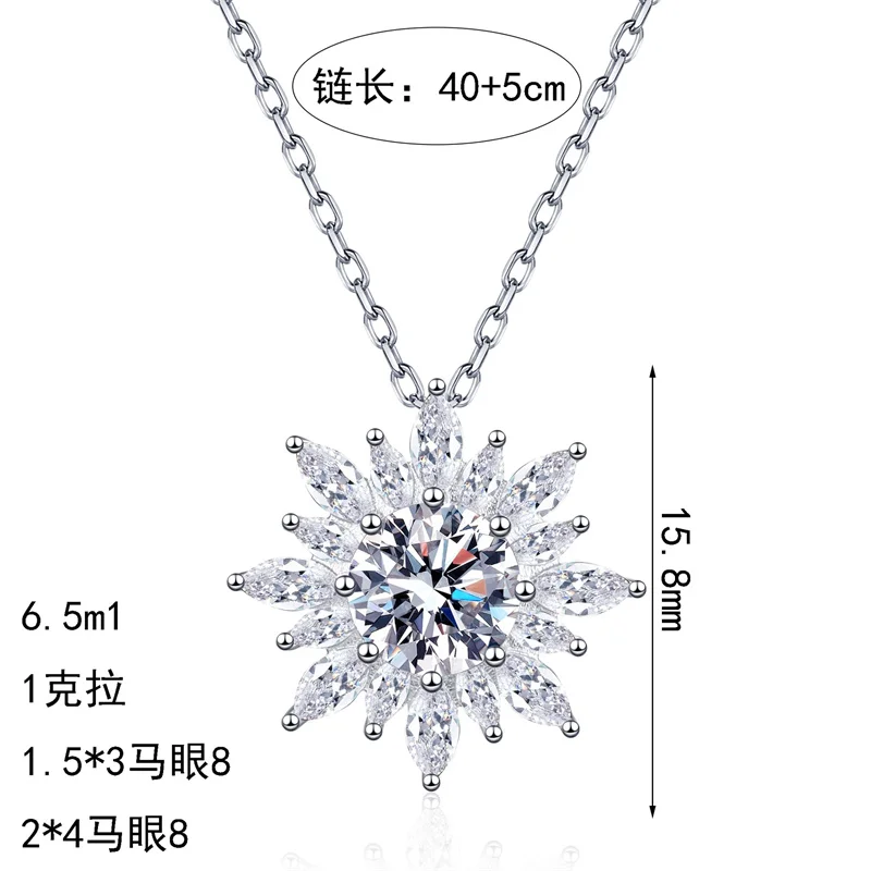 

ZFSILVER классическое роскошное ожерелье с муассанитом и подсолнухом, стерлинговое серебро 925 пробы для очарования, женская мода, вечерние ювелирные изделия, подарок AZF1414-x