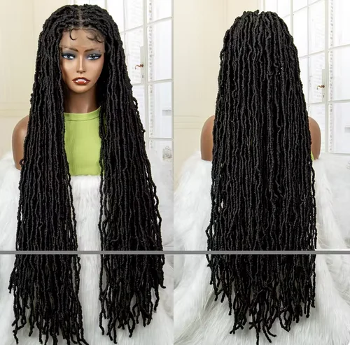 Super Long 36 Inches Synthetic Full Lace Dreadlock Box Braided Wigs for Afro Black Women Black Knotless Braiding Wigs