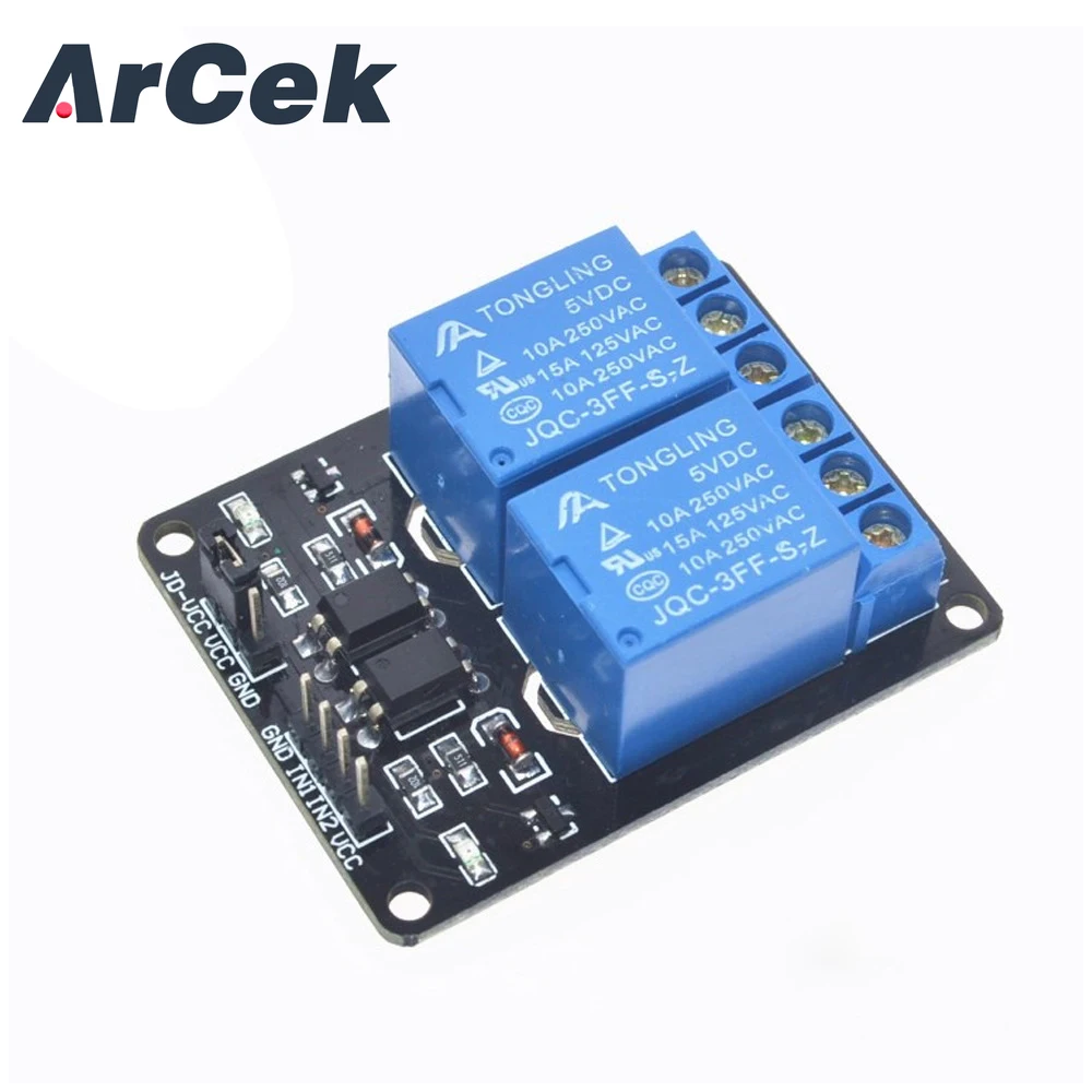 5V 2 Channel Relay Module Low Level Triggered 2-Way 2CH Relay Module with Optocoupler Expansion for Arduino