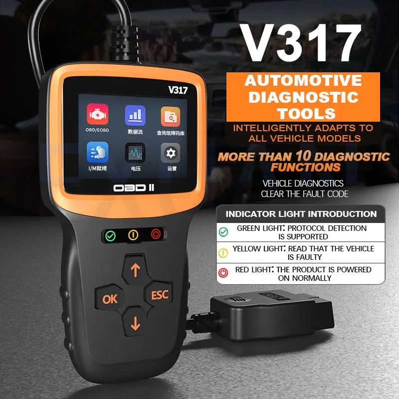 

Прибор для обнаружения ошибок автомобиля V317, автоматический диагностический детектор ошибок двигателя OBD, прибор для диагностики автомобиля Автоматический диагностический прибор для обнаружения неисправностей