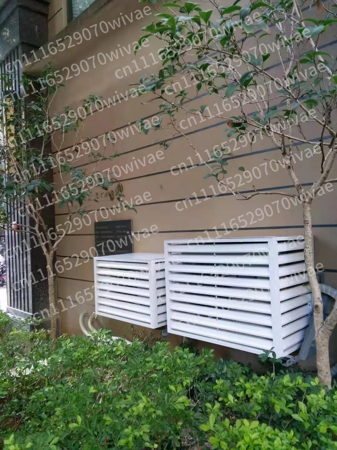 Aluminum Air Conditioner Outdoor Unit Cover, Louvered Rain Protection Grill for Vertical AC Condenser, Old Renovation