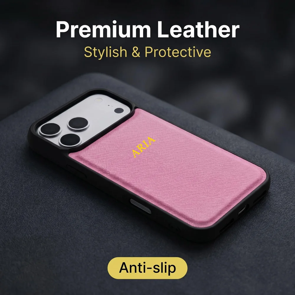 European American Luxury Saffiano Leather Phone Case Custom Gold Embossed Letter Personalized Gift for iPhone15 16 17 18 Pro Max