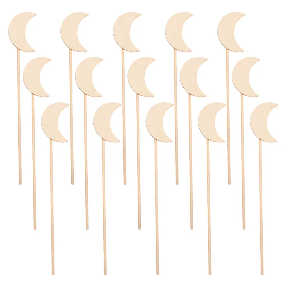 

15 Pcs Moon Fairy Party Favors Wands Diy Graffiti Shine Stick Painting Blank Wooden Making Kit Crafts Sticks