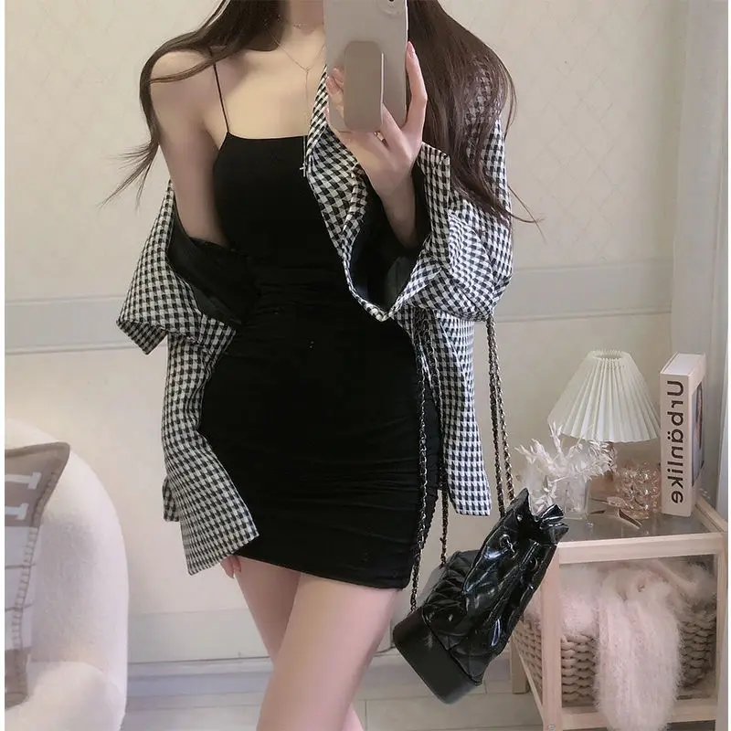 Elegant Solid Sling Sleeveless Type A Sheath Mini Short Dresses Summer New Sexy Slim Slimming Arm Covering Dresses - Image 5