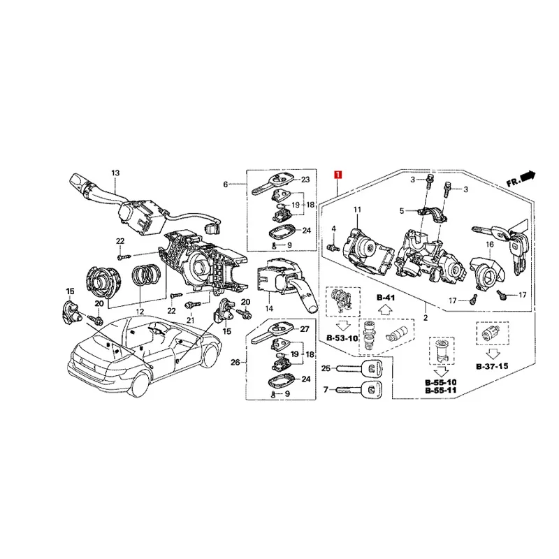 06350-SDA-H10 Suitable for Ho nd a se ve nt h ge ne ra ti on Ac co rd Ignition lock cylinder without chip