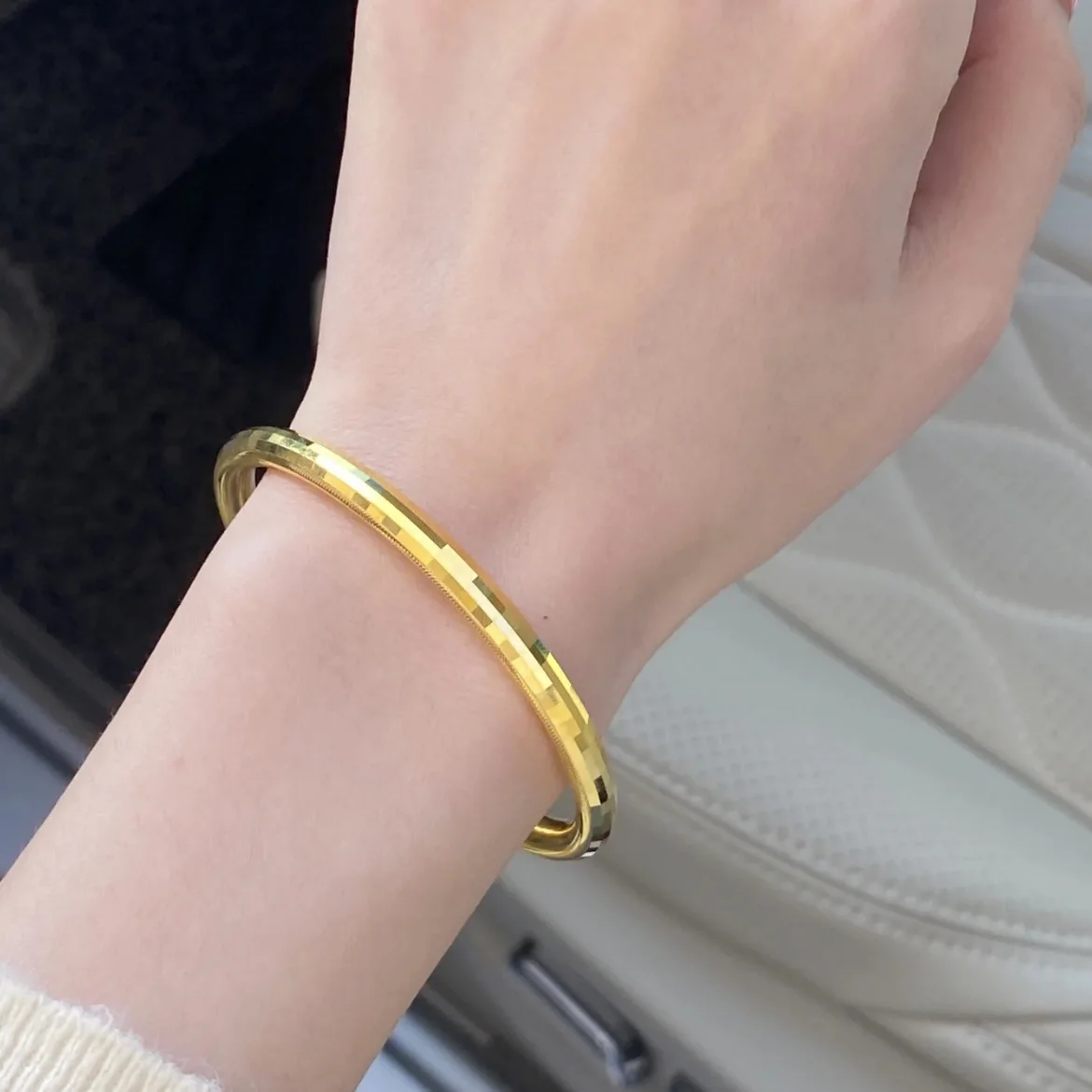 9999 Real Gold 24K Mosaic Plain Ring Bracelet, Gold High Color Retention Bouncing Bracelet