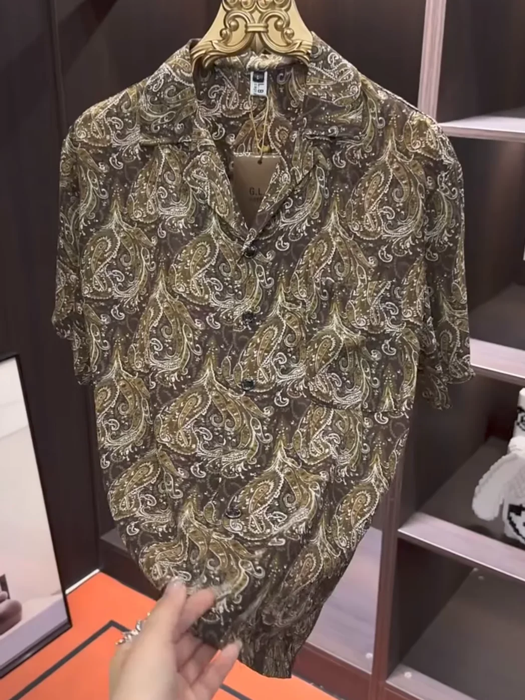 

Летняя мужская рубашка с цветочным принтом, коротким рукавом, кубинским воротником, класса люкс, модная, высокого качества, трендовая, приталенная, молодежная, стильная, китайский бренд