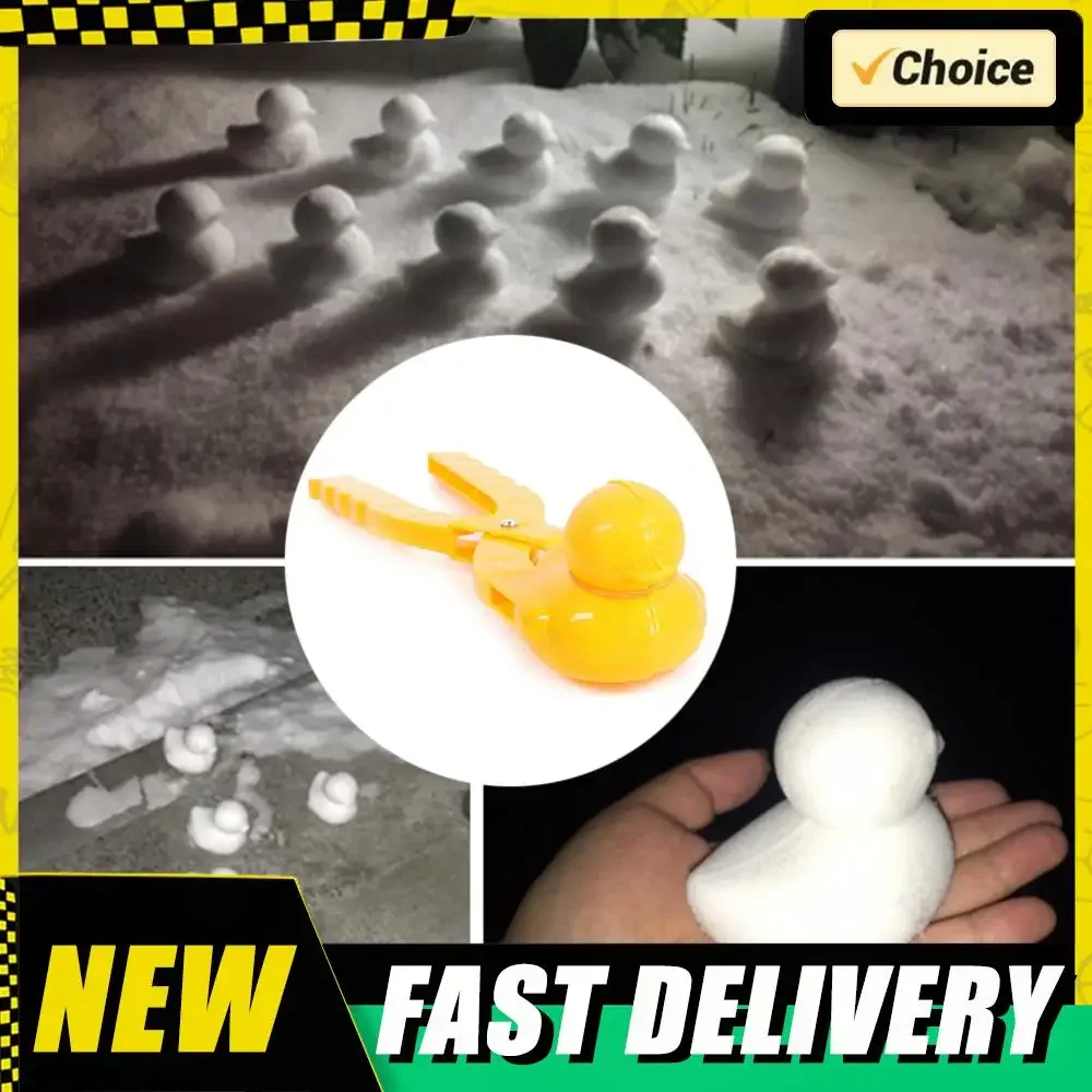 1-6PCS Cartoon Duck Snow Ball Mold Clip Outdoor Snowball Maker Clip Creative Duck Shape Clip Creative Snow Ball Interactive Game