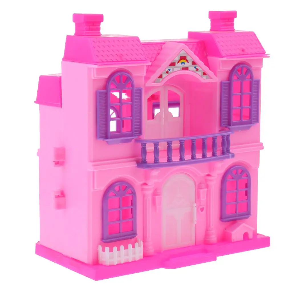 2 Storey Doll Mini Villa Dream House for Doll Kids Pretend Play Toy Dollhouse Furniture Set for Baby Doll Couch Doll House