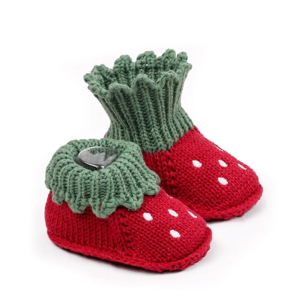1 Pair Soft Sole Knitted Shoes Cartoon Pattern Anti-slip Design Toddler Sock Shoes Comfortable Fit Warm Lining