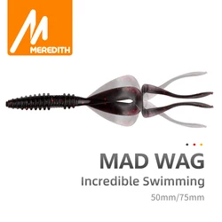 Meredith Mad Wag Angeln weiche lockt 50mm 75mm Künstliche Weiche Köder Predator Silikon Angeln Weiche Wobbler Angeln Lockt