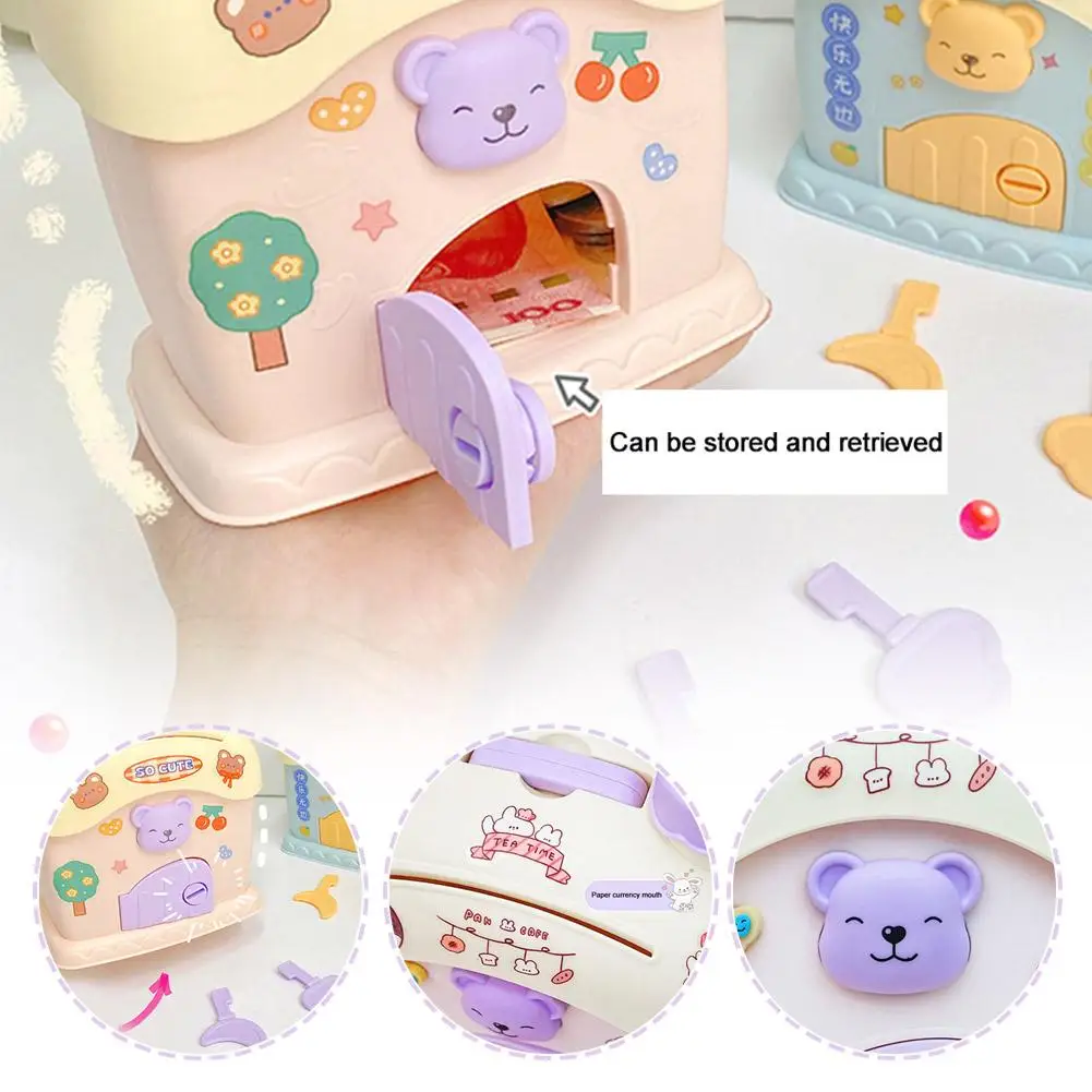 Small House Piggy Bank Cartoon Children Portable With Birthday Storage Present Key Jar Capacity Large Stickers Cute DIY J0E5