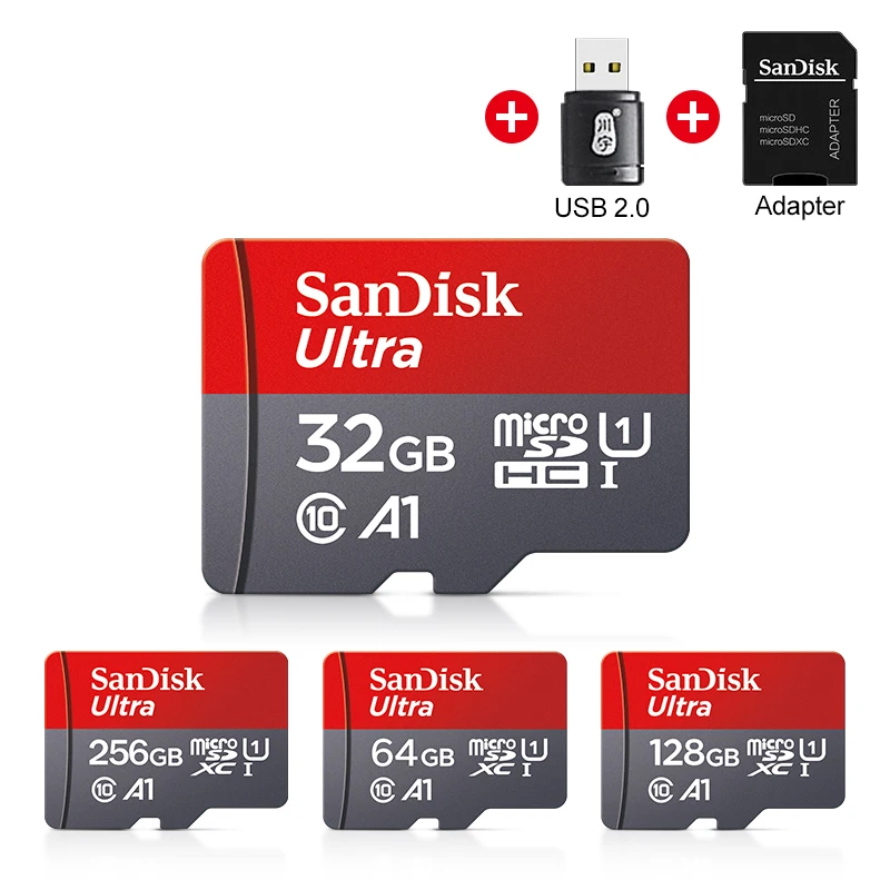 Оригинальная карта памяти Sandisk 128 ГБ 32 ГБ 64 Гб 256 ГБ SD/TF флэш-карта Mini SD 32 64 128 ГБ TF-карта для телефона динамиков роботов