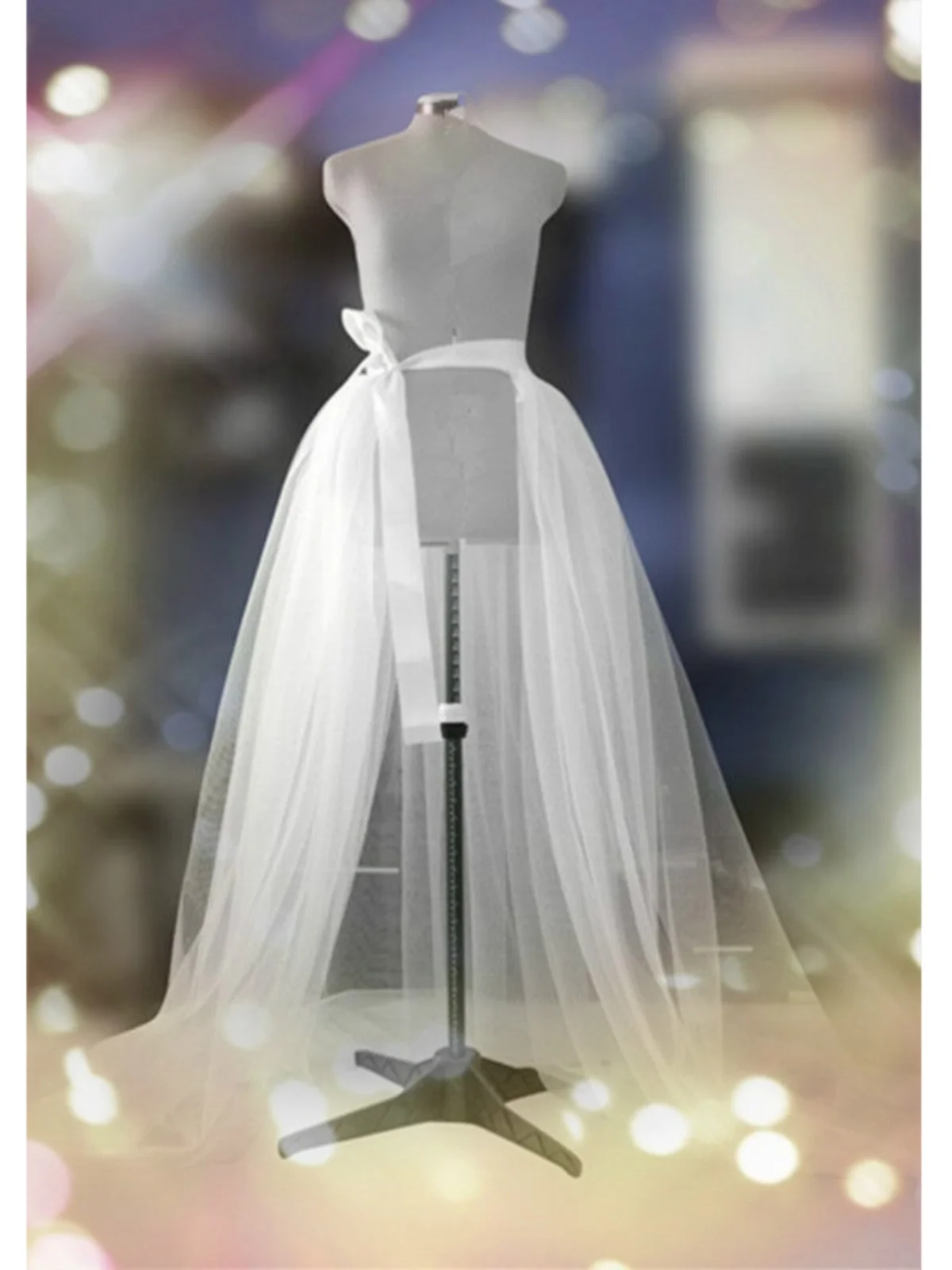 

Новая белая тюлевая полуюбка с отстегивающимся шлейфом, пышная юбка для сцены, модных показов, выступлений в баре, с высокой талией и поясом