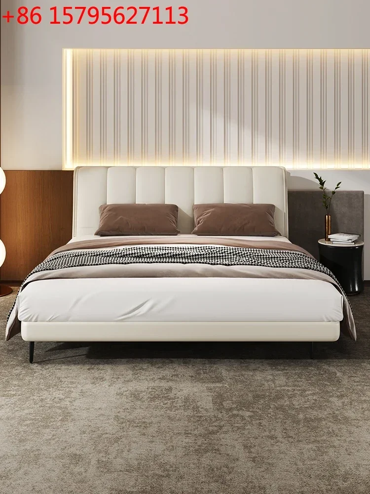 

Italian Minimalist Modern Minimalist Leather Bed Master Bedroom Light Luxury Modern Minimalist Soft Bag Leather Bed