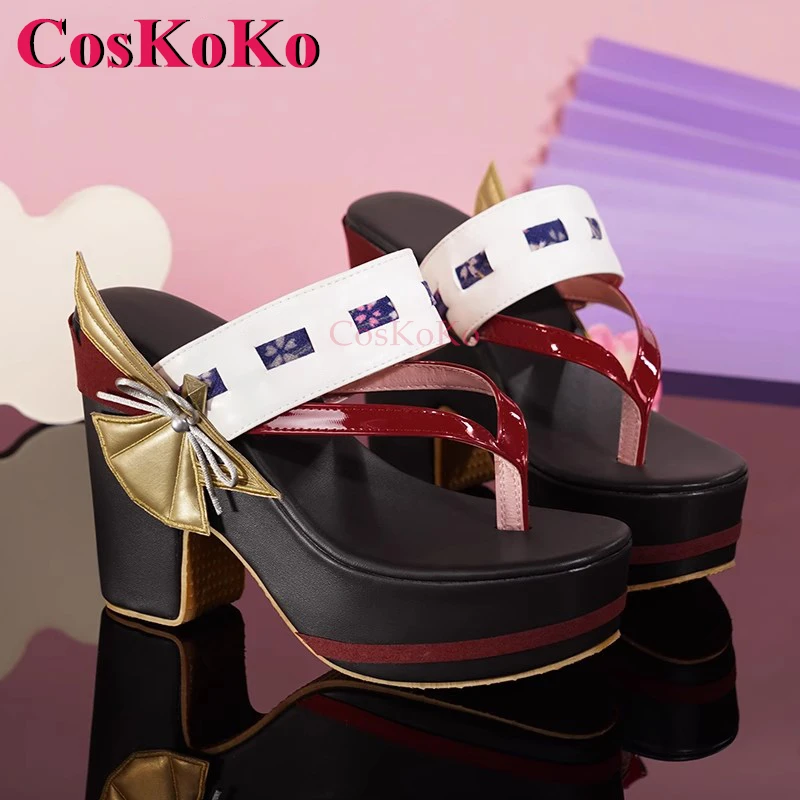 CosKoKo Yae Miko Shoes Cosplay Game Genshin Impact Fashion Universal Slipper Halloween Party Role Play Accessories 36-41 Size