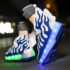 

Flame two-wheel ramble shoes Charging wing light High-top wing Light shoes Wheel shoes نيك بنات اطفال kids sneakers