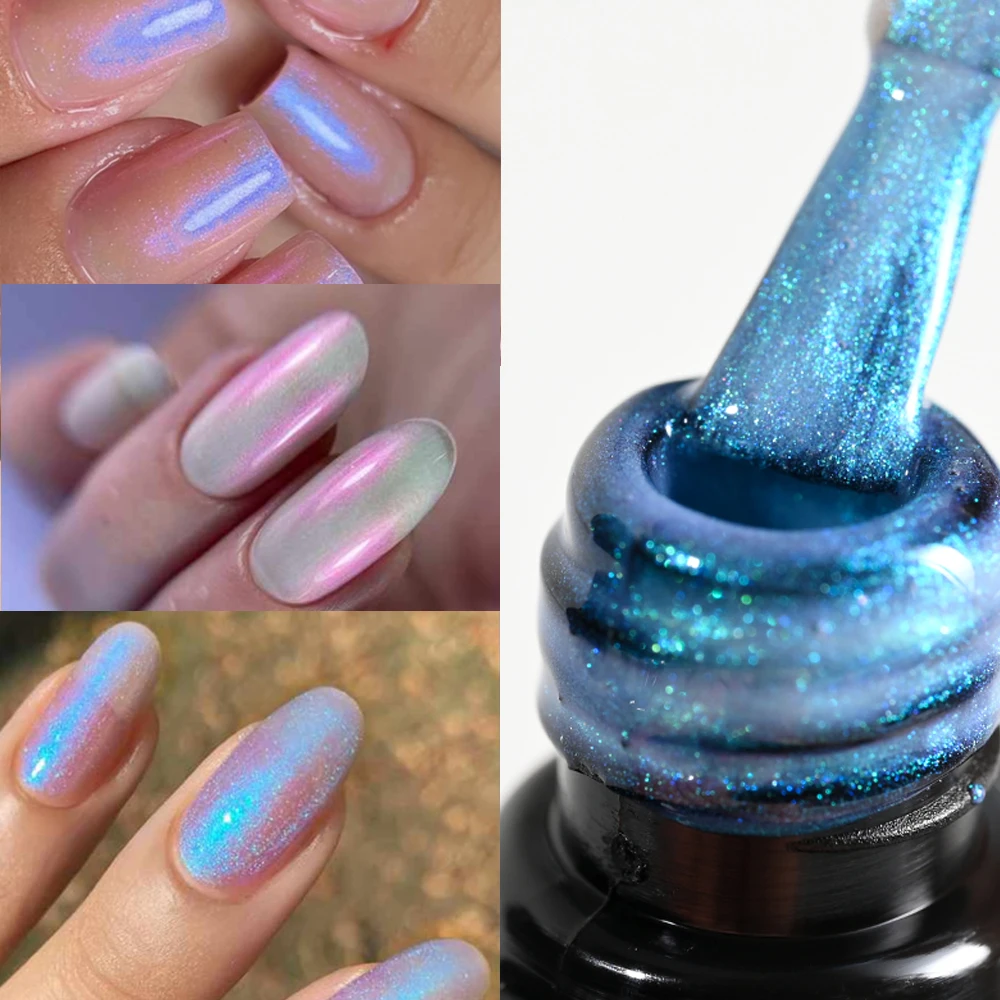 8ml Laser Aurora Nail Gel Polish Spring Blue Shinning Purple Sparking Nail Polish UV Manicure Gel Semi Permanent Gels Salon